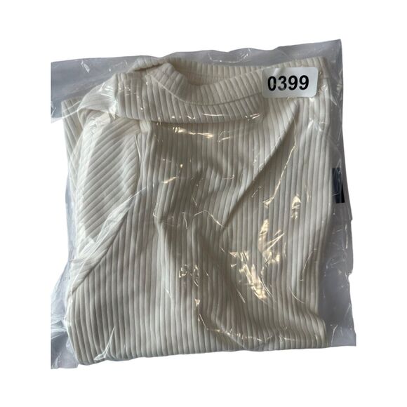 Madewell White Square Neck Casual Stretch Crop Tee Ribbed NWT Small - Picture 7 of 7